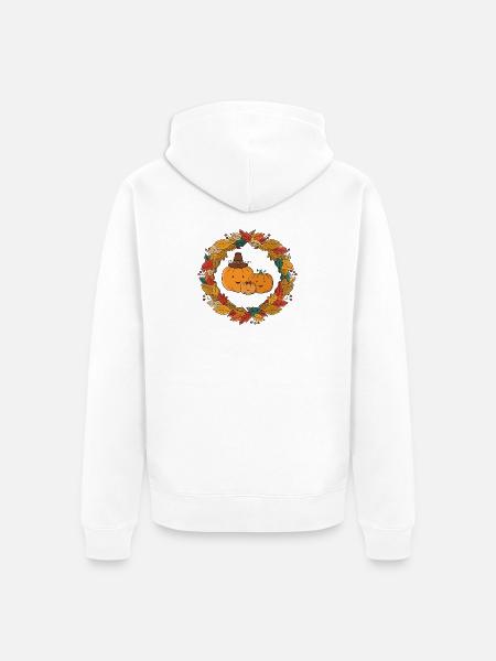 Autumn Pumpkin Family Wreath - Unisex Premium Organic Zip Hoodie - white