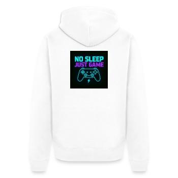 Kein Schlaf, nur Spiel - Unisex Premium Bio Zip Hoodie - Weiß - Hinten - Thijin (182cm)