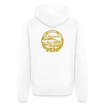 55. Geburtstag - Klassiker Musclecar 12/1970 - Unisex Premium Bio Zip Hoodie - Weiß - Hinten - Thijin (182cm)