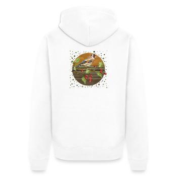 Bunter Vogel - Unisex Premium Bio Zip Hoodie - Weiß - Hinten - Thijin (182cm)