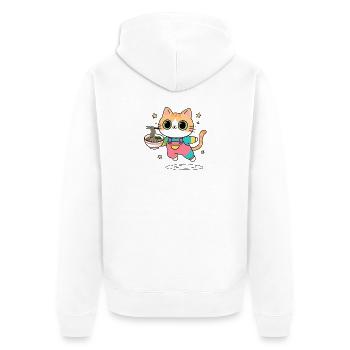 Cat Multicolor Ramen Schüssel - Unisex Premium Bio Zip Hoodie - Weiß - Hinten - Thijin (182cm)