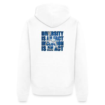 Diversity is a fact, inclusion is action - Unisex Premium Organic Zip Hoodie - white - Back - Thijin (182cm)
