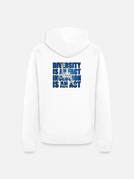 Vielfalt ist Fakt, Inklusion Handeln - Unisex Premium Bio Zip Hoodie - Weiß