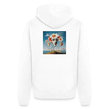 Blütenmasken Traum - Unisex Premium Bio Zip Hoodie - Weiß - Hinten - Thijin (182cm)