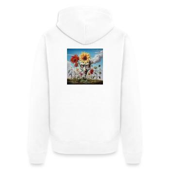 Surreales Sonnenkopf-Gesicht - Unisex Premium Bio Zip Hoodie - Weiß - Hinten - Thijin (182cm)