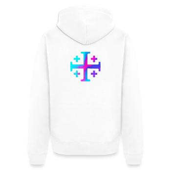 Croix de Kairos (Croix de Jérusalem) – Ciel étoilé - Veste à capuche bio Premium Unisexe - blanc - Dos - Thijin (182cm)