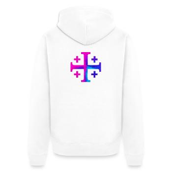 Croix de Kairos (Croix de Jérusalem) – Galaxie - Veste à capuche bio Premium Unisexe - blanc - Dos - Thijin (182cm)