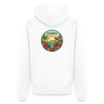 Martinique 972 - Unisex Premium Bio Zip Hoodie - Weiß - Hinten - Thijin (182cm)
