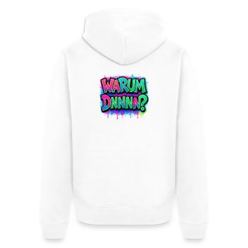 Warum DNNN? Neon Graffiti - Unisex Premium Bio Zip Hoodie - Weiß - Hinten - Thijin (182cm)
