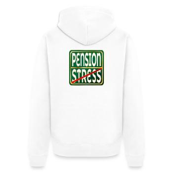 Arbeit Renten Stress - Unisex Premium Bio Zip Hoodie - Weiß - Hinten - Thijin (182cm)