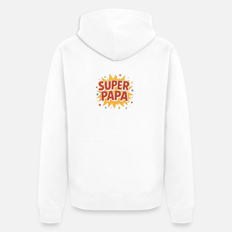 Super Papa Comic Explosion - Unisex Premium Bio Zip Hoodie - Weiß