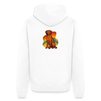 Retro Rhodesian Ridgeback Hund - Unisex Premium Bio Zip Hoodie - Weiß - Hinten - Thijin (182cm)