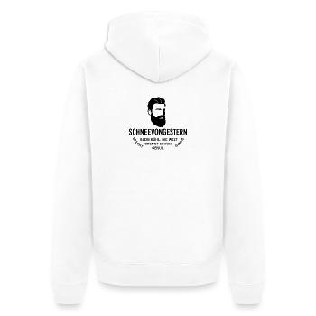 Beard Head Portrait with Text Graphics(SnowFromYesterday) - Unisex Premium Organic Zip Hoodie - white - Back - Thijin (182cm)