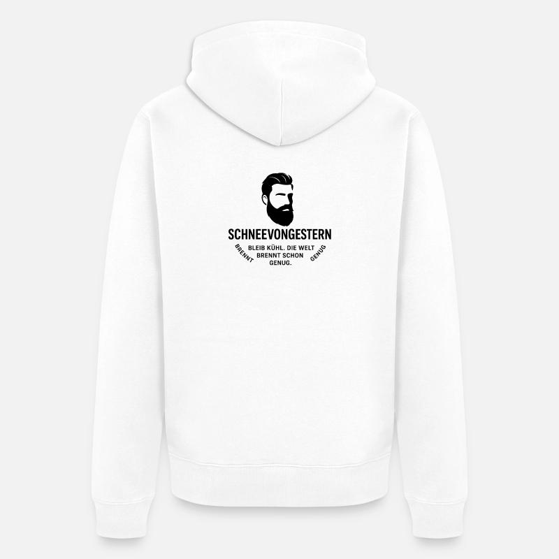 Bartkopf Portrait mit Textgrafik(SchneeVonGestern) - Unisex Premium Bio Zip Hoodie - Weiß