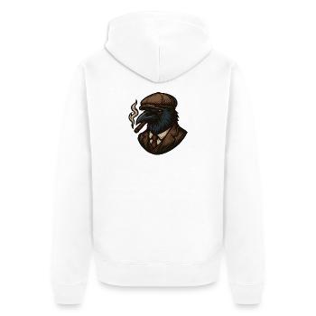 Crow Gangster avec Cigare - Veste à capuche bio Premium Unisexe - blanc - Dos - Thijin (182cm)