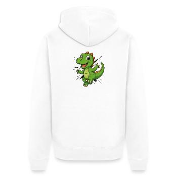 Süßer Comic Dino –  Kinder & Dinosaurier Fans - Unisex Premium Bio Zip Hoodie - Weiß - Hinten - Thijin (182cm)