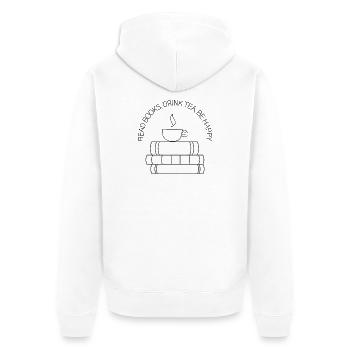 Lecture, thé et bonheur – Design - Veste à capuche bio Premium Unisexe - blanc - Dos - Thijin (182cm)