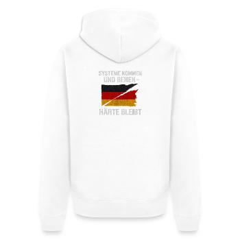Les systèmes vont et viennent, la robustesse demeure - Veste à capuche bio Premium Unisexe - blanc - Dos - Thijin (182cm)