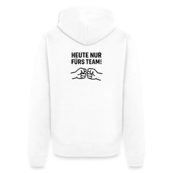 Heute_nur_fürs_Team - Unisex Premium Bio Zip Hoodie - Weiß - Hinten - Thijin (182cm)