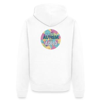 I Have Autism And ADHD - Unisex Premium Organic Zip Hoodie - white - Back - Thijin (182cm)