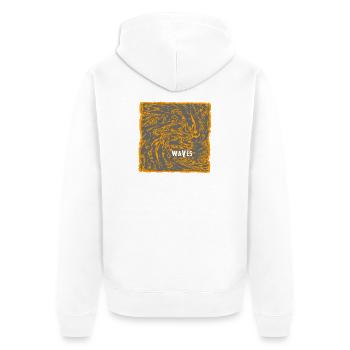 Orange Wave Pattern Art - Unisex Premium Organic Zip Hoodie - white - Back - Thijin (182cm)