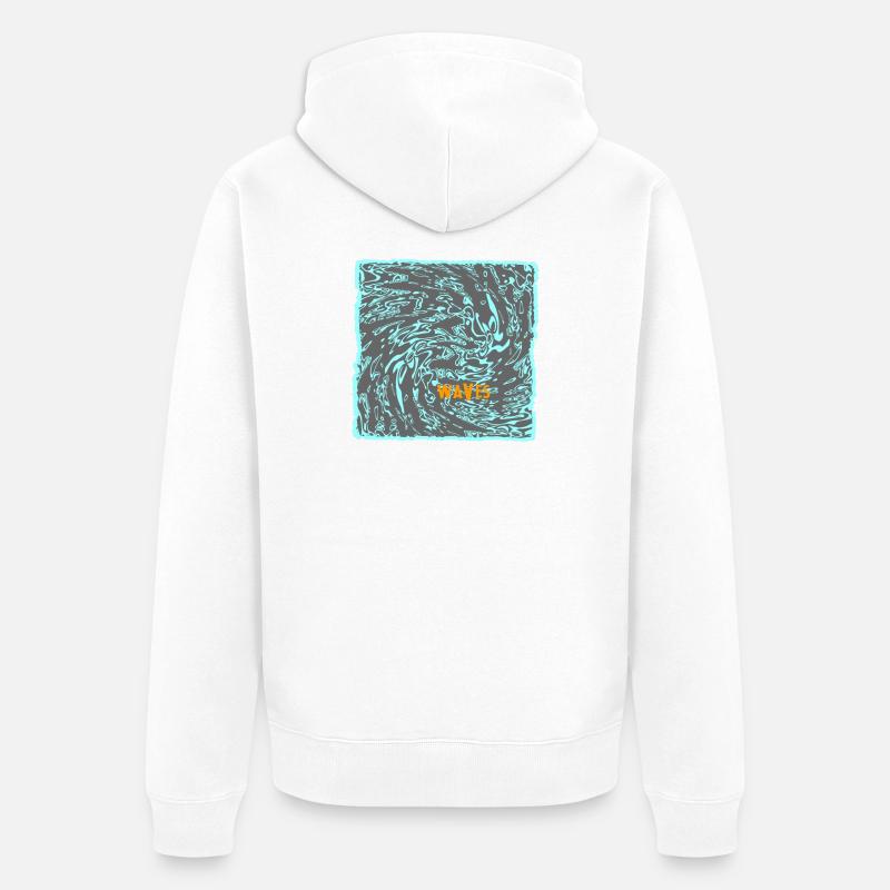 Wave flow néon motif surf - Veste à capuche bio Premium Unisexe - blanc