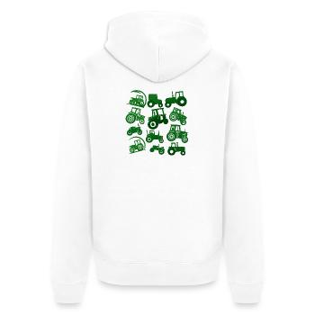 Grüne Traktoren in Silhouetten - Unisex Premium Bio Zip Hoodie - Weiß - Hinten - Thijin (182cm)