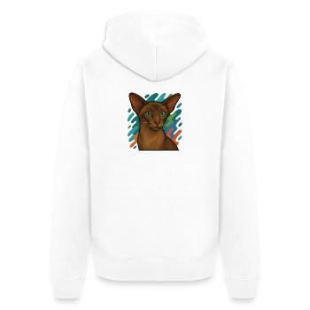 Orientalische Kurzhaarkatze Illustration - Unisex Premium Bio Zip Hoodie - Weiß - Hinten - Thijin (182cm)