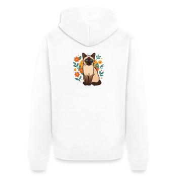 Siamkatze Blume Designs - Unisex Premium Bio Zip Hoodie - Weiß - Hinten - Thijin (182cm)