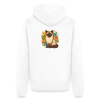 Chat Ragdoll avec cercle de fleurs - Veste à capuche bio Premium Unisexe - blanc - Dos - Thijin (182cm)