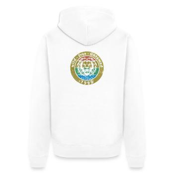 35. Geburtstag Sauvage, libre et indompté depuis 12/1990 - Veste à capuche bio Premium Unisexe - blanc - Dos - Thijin (182cm)