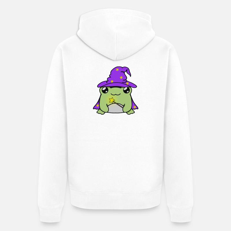 Wizard frog with hat - Unisex Premium Bio Zip Hoodie - Weiß