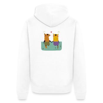 Deux loutres amoureuses - Veste à capuche bio Premium Unisexe - blanc - Dos - Thijin (182cm)