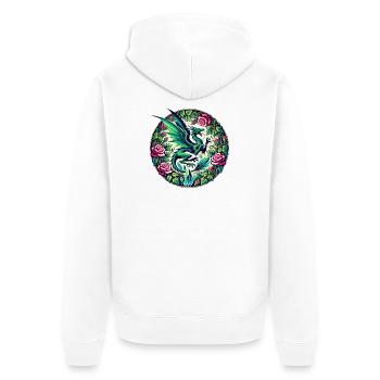 Verdant Phoenix in Rose Circle - Unisex Premium Organic Zip Hoodie - white - Back - Thijin (182cm)