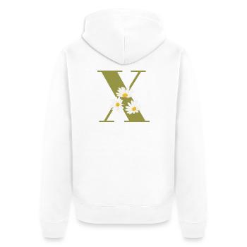 Buchstabe x Grüne Gänseblümchen - Unisex Premium Bio Zip Hoodie - Weiß - Hinten - Thijin (182cm)