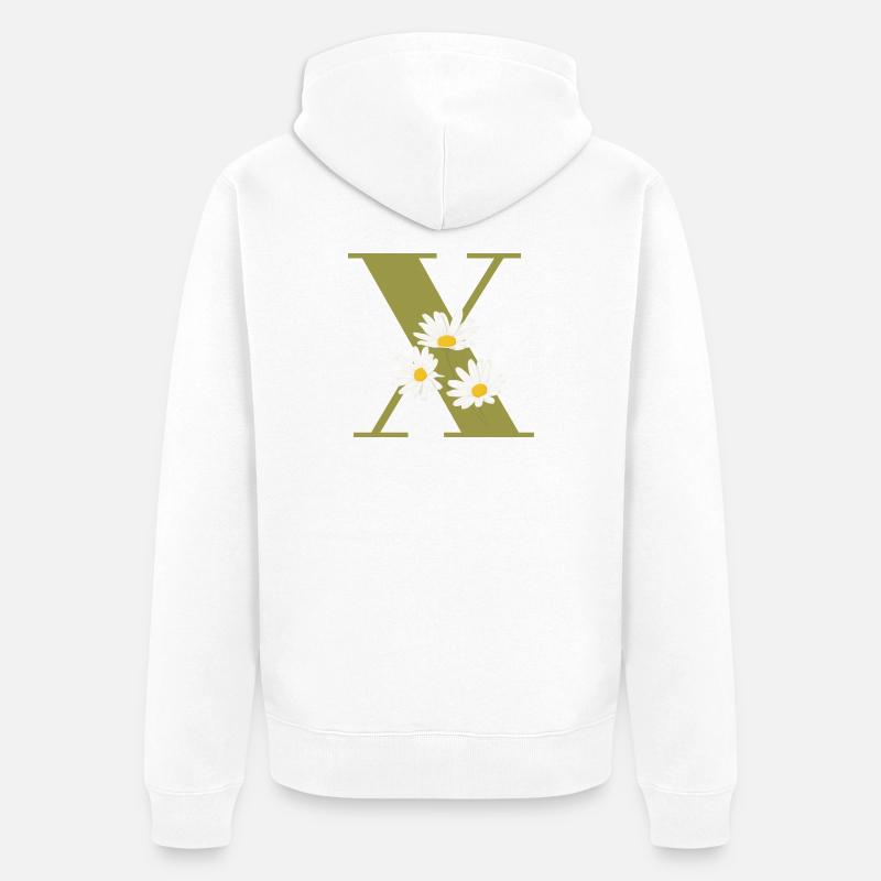 Buchstabe x Grüne Gänseblümchen - Unisex Premium Bio Zip Hoodie - Weiß