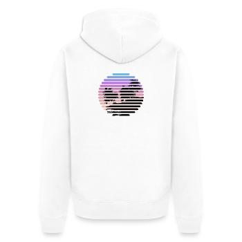 Tropical Sunset Striped Palm Silhouette - Unisex Premium Organic Zip Hoodie - white - Back - Thijin (182cm)