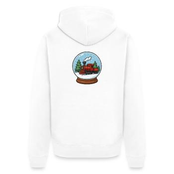 Snow globe in the snow with a locomotive - Unisex Premium Organic Zip Hoodie - white - Back - Thijin (182cm)