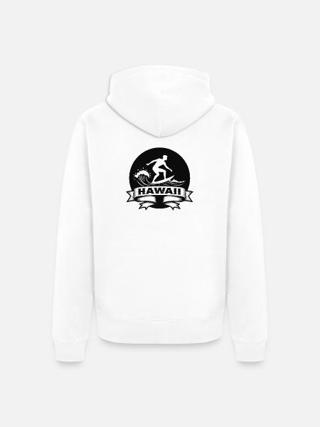 Surfer Hawaii Wave Banner - Unisex Premium Organic Zip Hoodie - white