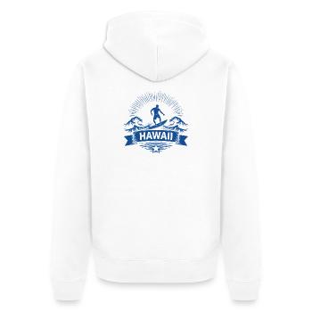 Hawaii Surfer Surfer on Pacific Wave - Unisex Premium Organic Zip Hoodie - white - Back - Thijin (182cm)