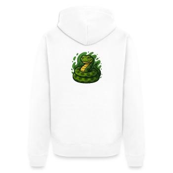 Green Cartoon Anaconda Snake in Wave Swell - Unisex Premium Organic Zip Hoodie - white - Back - Thijin (182cm)