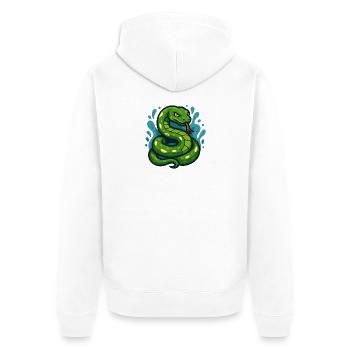 Green Tree Python Snake in Wave - Unisex Premium Organic Zip Hoodie - white - Back - Thijin (182cm)