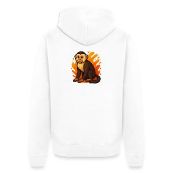 Marque Singe Capucin Dessin animé Design - Veste à capuche bio Premium Unisexe - blanc - Dos - Thijin (182cm)