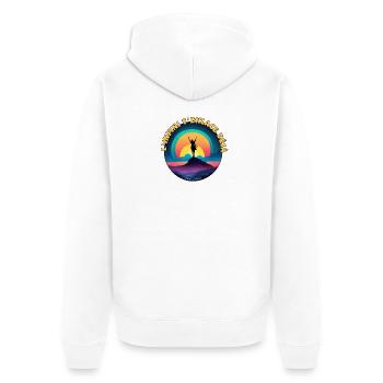Unendlichkeit umarmt dich bereits - Unisex Premium Bio Zip Hoodie - Weiß - Hinten - Thijin (182cm)