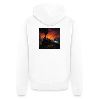 Dampfzug vs Zukunftszug - Unisex Premium Bio Zip Hoodie - Weiß - Hinten - Thijin (182cm)