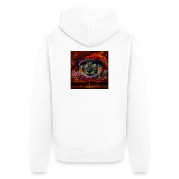 Buntes Retro-Augen- und Uhrendekor - Unisex Premium Bio Zip Hoodie - Weiß - Hinten - Thijin (182cm)