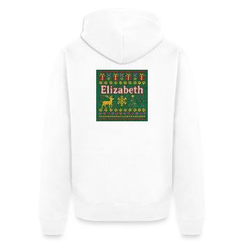 Festlicher Name Elizabeth Hässlicher Weihnachtsstil, Weihnachten - Unisex Premium Bio Zip Hoodie - Weiß - Hinten - Thijin (182cm)