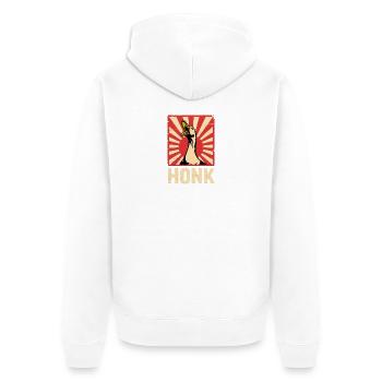 Honk - Funny Goose Propaganda Poster - Unisex Premium Organic Zip Hoodie - white - Back - Thijin (182cm)