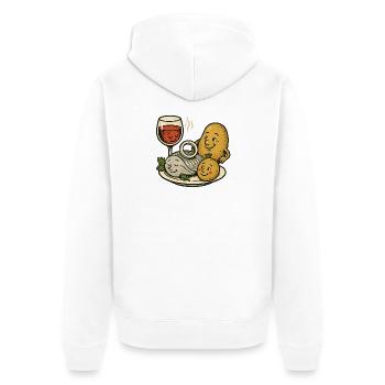 Selödka (Häring eingelegt) Wein und Pellkartoffel - Unisex Premium Bio Zip Hoodie - Weiß - Hinten - Thijin (182cm)