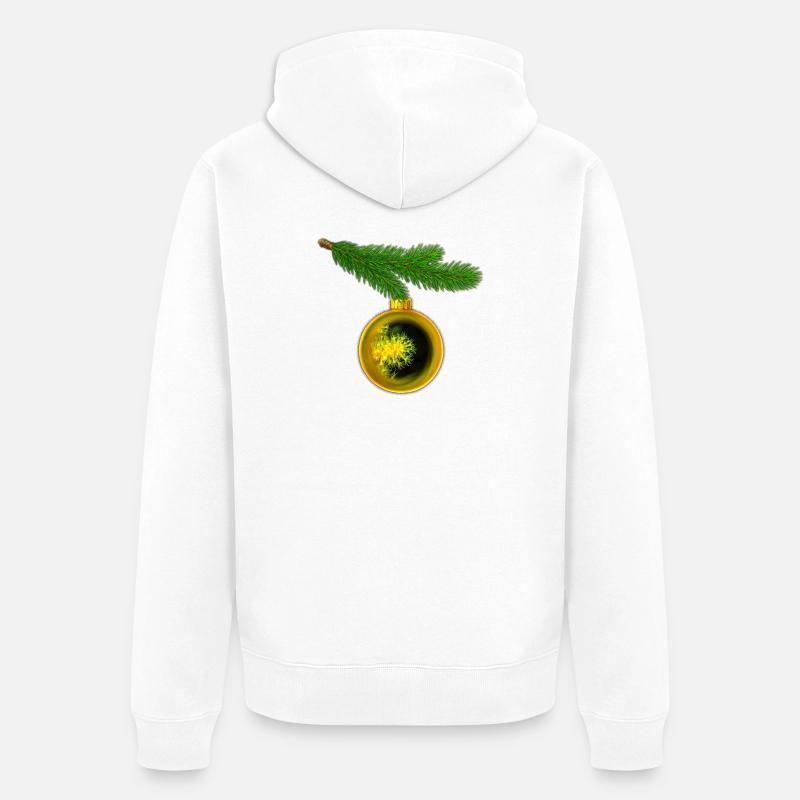 Weihnachtskugel mit Krustenanemonen am Tannenzweig - Unisex Premium Bio Zip Hoodie - Weiß